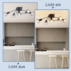 Homefire LED Deckenleuchte E14 Deckenlampe Schwarz - Deckenstrahler 5 Flammig Industrial Deckenspots Vintage Retro Spotlight Wohnzimmer Küche Ohne Leuchtmittel