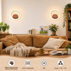 Homefire LED Wandlampe Innen Wandleuchte - Flurlampe 20CM Modern Design Klein Flur 3000K Warmweiß Küchenlampe Rund 6W Indirekt Treppenhauslampe in Holzoptik Schlafzimmerlampe für Wohnzimmer Schlafzimmer