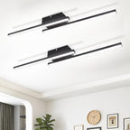 Homefire LED Deckenlampe Schwarz Flurlampe - 2ER Deckenleuchte Küche 6500K Modern 12W Schlafzimmerlampe Decke Lampe 61.5cm für Wohnzimmer Esszimmer Kinderzimmer Büro