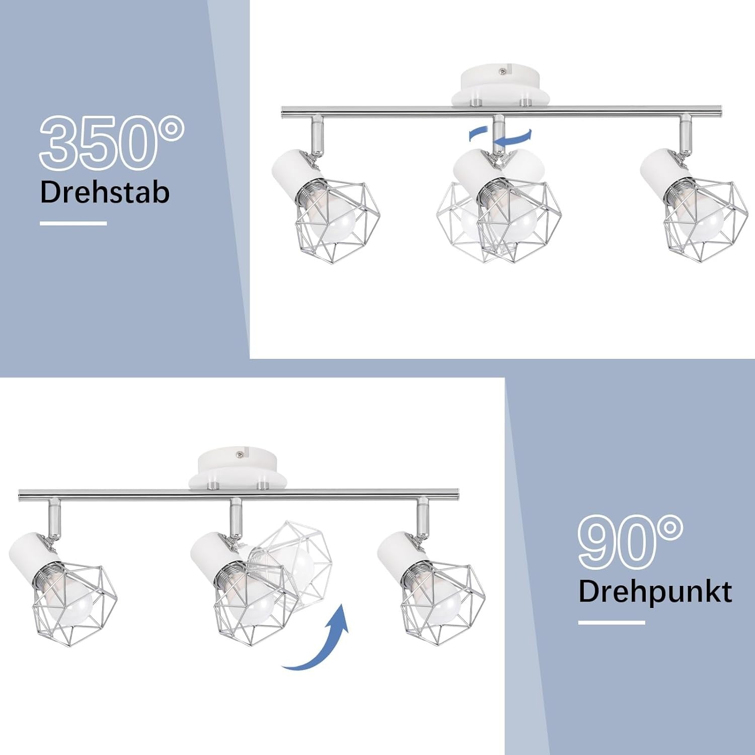 Homefire Deckenstrahler 3 Flammig Deckenspots Schwarz - Deckenleuchte E14 Retro Schwenkbar 350°Deckenlampe Industrial Metall für Schlafzimmer Wohnzimmer Arbeitszimmer Flur Küche Keine Leuchtmittel