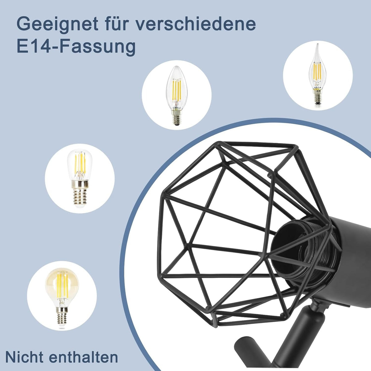 Homefire LED Deckenstrahler 3 Flammig Deckenleuchte Schwarz - Deckenlampe Vintage Industrial E14 Spotlight Deckenspots Küche Wohnzimmer Ohne Leuchtmittel