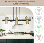 Homefire Pendelleuchte Esstisch Hängelampe Vintage - 3 Flammig Esszimmerlampe Gold Hängeleuchte Industrial GU10 Esstischlampe Küchenlampe Hängend Wohnzimmer für Esszimmer Küche Bar - Ohne Leuchtmittel