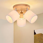 Homefire Deckenstrahler 3 Flammig Rund Holz - LED Deckenlampe Strahler Deckenleuchte E14 Spotleuchte Schenkbar 350° für Küche Wohnzimmer Schlamfzimmer Flur