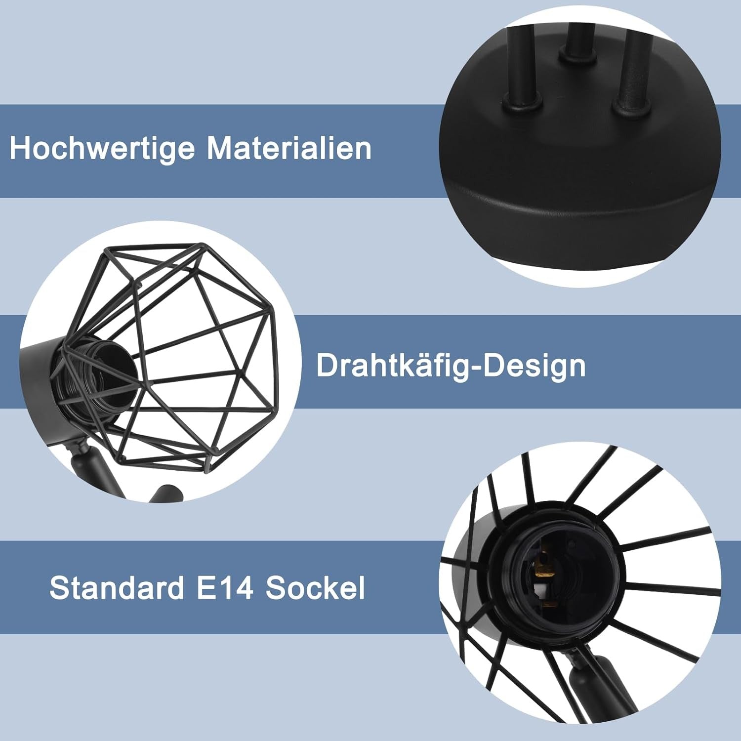 Homefire LED Deckenstrahler 3 Flammig Deckenleuchte Schwarz - Deckenlampe Vintage Industrial E14 Spotlight Deckenspots Küche Wohnzimmer Ohne Leuchtmittel