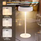 LED Tischlampe Kabellos Tischleuchte Akku - Solar Tischlampe Touch Dimmbar 3000-5000K mit USB-C Aufladba 3600mAH Weiß Tischlampen IP44 Wasserdicht für Innen und Aussen