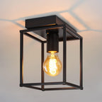 Homefire Deckenleuchte E27 Deckenlampe Retro - Schwarz industrial Küchenlampe für Schlafzimmer Wohnzimmer Vintage Lampe aus Metall Deckenbeleuchtung für Flur Küche Esszimmer - Ohne Leuchtmittel