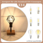 Homefire Deckenstrahler 1 Flammig Schwarz Deckenspot - Holz Deckenlampe E14 Vintage Metall Schwenkbar 350° Innen Deckenleuchte
