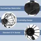 Homefire LED Deckenleuchte E14 Deckenlampe Schwarz - Deckenstrahler 5 Flammig Industrial Deckenspots Vintage Retro Spotlight Wohnzimmer Küche Ohne Leuchtmittel