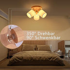 Homefire Deckenstrahler 3 Flammig Rund Holz - LED Deckenlampe Strahler Deckenleuchte E14 Spotleuchte Schenkbar 350° für Küche Wohnzimmer Schlamfzimmer Flur