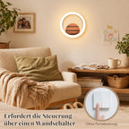 Homefire LED Wandlampe Innen Wandleuchte - Flurlampe 20CM Modern Design Klein Flur 3000K Warmweiß Küchenlampe Rund 6W Indirekt Treppenhauslampe in Holzoptik Schlafzimmerlampe für Wohnzimmer Schlafzimmer