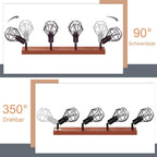Homefire Schwarz 4 Flammig E14 Denckenspots - Holz Vintage Metall Deckenlampe Schwenkbar 350°