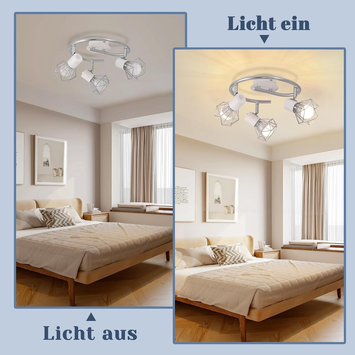 Homefire Deckenstrahler 3 Flammig Rund Deckenspots - Deckenleuchte E14 Schwarz Retro Schwenkbar Industrial Küchenlampe Metall für Schlafzimmer Wohnzimmer Arbeitszimmer Flur Keine Leuchtmittel