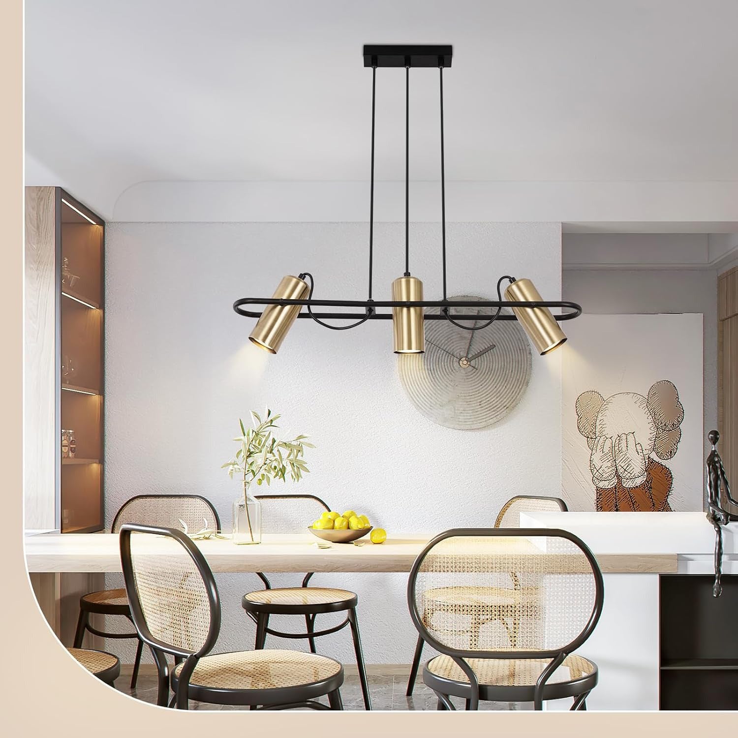Homefire Pendelleuchte Esstisch Hängelampe Vintage - 3 Flammig Esszimmerlampe Gold Hängeleuchte Industrial GU10 Esstischlampe Küchenlampe Hängend Wohnzimmer für Esszimmer Küche Bar - Ohne Leuchtmittel