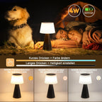 Homefire Tischlampe Akku Nachttischlampe LED - 3600mAH Kabellos Tischleuchte Touch Dimmbar Lampe 2er Set mit USB IP44 Aufladbar Schwarz Batterie Tischlampen für Modern Wohnzimmer Schlafzimmer Outdoor