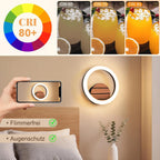 Homefire LED Wandlampe Innen Wandleuchte - Flurlampe 20CM Modern Design Klein Flur 3000K Warmweiß Küchenlampe Rund 6W Indirekt Treppenhauslampe in Holzoptik Schlafzimmerlampe für Wohnzimmer Schlafzimmer