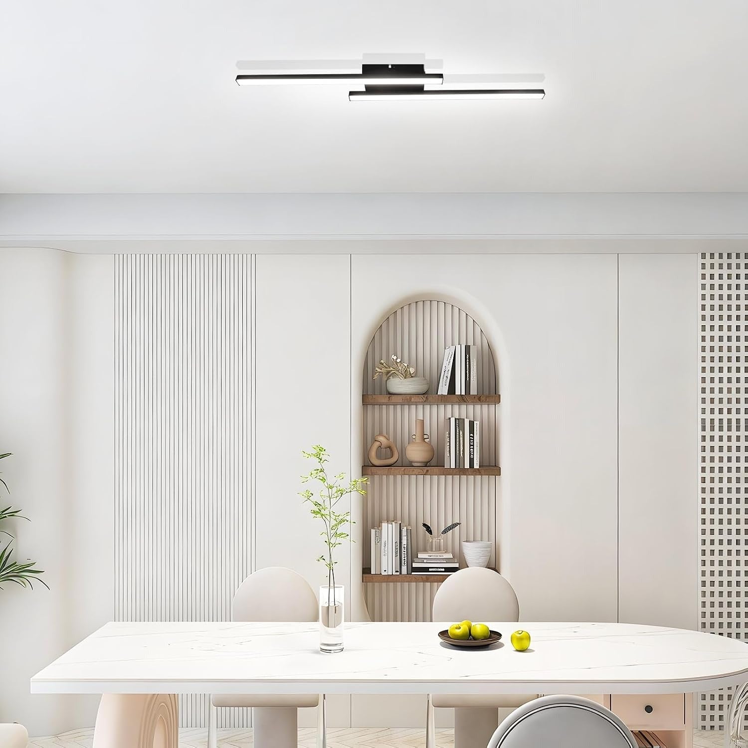 Homefire LED Deckenlampe Schwarz Flurlampe - 2ER Deckenleuchte Küche 6500K Modern 12W Schlafzimmerlampe Decke Lampe 61.5cm für Wohnzimmer Esszimmer Kinderzimmer Büro