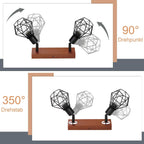 Homefire Deckenstrahler 2 Flammig Deckenlampe Vintage - Deckenleuchte Schwarz Holz Denckenspots E14 Retro Metall Schwenkbar 350°