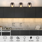 Homefire Deckenleuchte E27 Deckenlampe Retro - Schwarz industrial Küchenlampe für Schlafzimmer Wohnzimmer Vintage Lampe aus Metall Deckenbeleuchtung für Flur Küche Esszimmer - Ohne Leuchtmittel