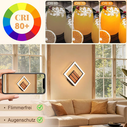 Homefire LED Wandleuchte Innen 17CM Wandlampe in Holzoptik Modern Flurlampe | 3000K Warmweiß Schlafzimmer Wandbeleuchtung 7W Indirekt Klein Küchenlampe für Wohnzimmer Hotel