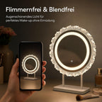 Rund Schminkspiegel mit Beleuchtung Hollywood Spiegel,40×48CM LED Schminktisch Kosmetikspiegel Mit Licht,Make Up Vanity Mirror with Light Klein Runder Schminktischspiegel Tischspiegel