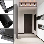Homefire Deckenleuchte E27 Deckenlampe Vintage - Schwarz industrial Wohnzimmerlampe Retro Lampe aus Metall mit 4 Flammig Deckenbeleuchtung für Schlafzimmer Küche Flur - Ohne Leuchtmittel