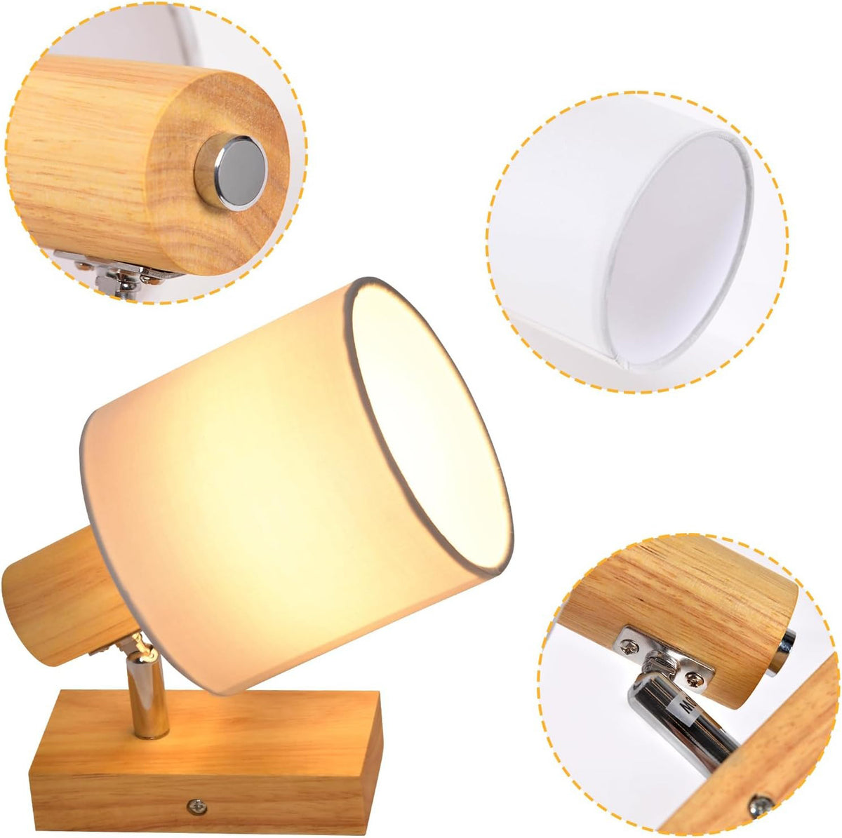 Homefire  Deckenleuchte 1 Flammig Deckenlampe Flur - Deckenstrahler Modern Holz Deckenspot Schwenkbar 350° E14 MAX.40W lampe für Wohnzimmer Schlafzimmer Küche