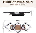 Homefire LED Deckenleuchte Wohnzimmer Deckenlampe - Wohnzimmerlampe 58CM Schwarz Modern Design Schlafzimmerlampe 3000K Eckig Schlafzimmer in Holzoptik Küchenlampe für Esszimmer Arbeitszimmer Küchen