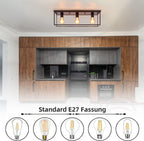 Homefire Deckenleuchte E27 Deckenlampe Vintage - Schwarz industrial Schlafzimmerlampe für Wohnzimmer Esszimmer Retro Lampe aus Metall mit 3 Flammig Deckenbeleuchtung für Flur - Ohne Leuchtmittel