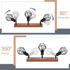 Homefire Deckenstrahler 3 Flammig Schwarz Holz - E14 Denckenspots Retro Deckenlampe Metall Schwenkbar 350° Deckenleuchte