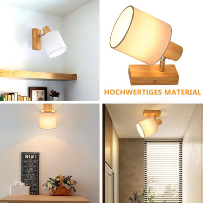 Homefire  Deckenleuchte 1 Flammig Deckenlampe Flur - Deckenstrahler Modern Holz Deckenspot Schwenkbar 350° E14 MAX.40W lampe für Wohnzimmer Schlafzimmer Küche