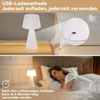 Homefire Tischlampe Solar LED Tischleuchte Kabellos - Akku Tischleuchte mit USB-C Touch Dimmbar 3000K - 5000K Weiß Nachttischlampe 3600mAH Aufladbar für Wohnzimmer Schlafzimmer Outdoor