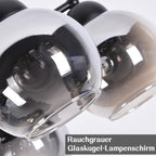 Deckenlampe Glas Deckenleuchte Wohnzimmer Vintage: Schwarz Wohnzimmerlampe 5 flammig Rauchgrau aus Metall Industrial E27 Retro Küchenlampe decke für Schlafzimmer Küche - Ohne Leuchtmittel