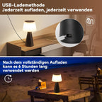 Homefire Tischlampe Akku Nachttischlampe LED - 3600mAH Kabellos Tischleuchte Touch Dimmbar Lampe 2er Set mit USB IP44 Aufladbar Schwarz Batterie Tischlampen für Modern Wohnzimmer Schlafzimmer Outdoor