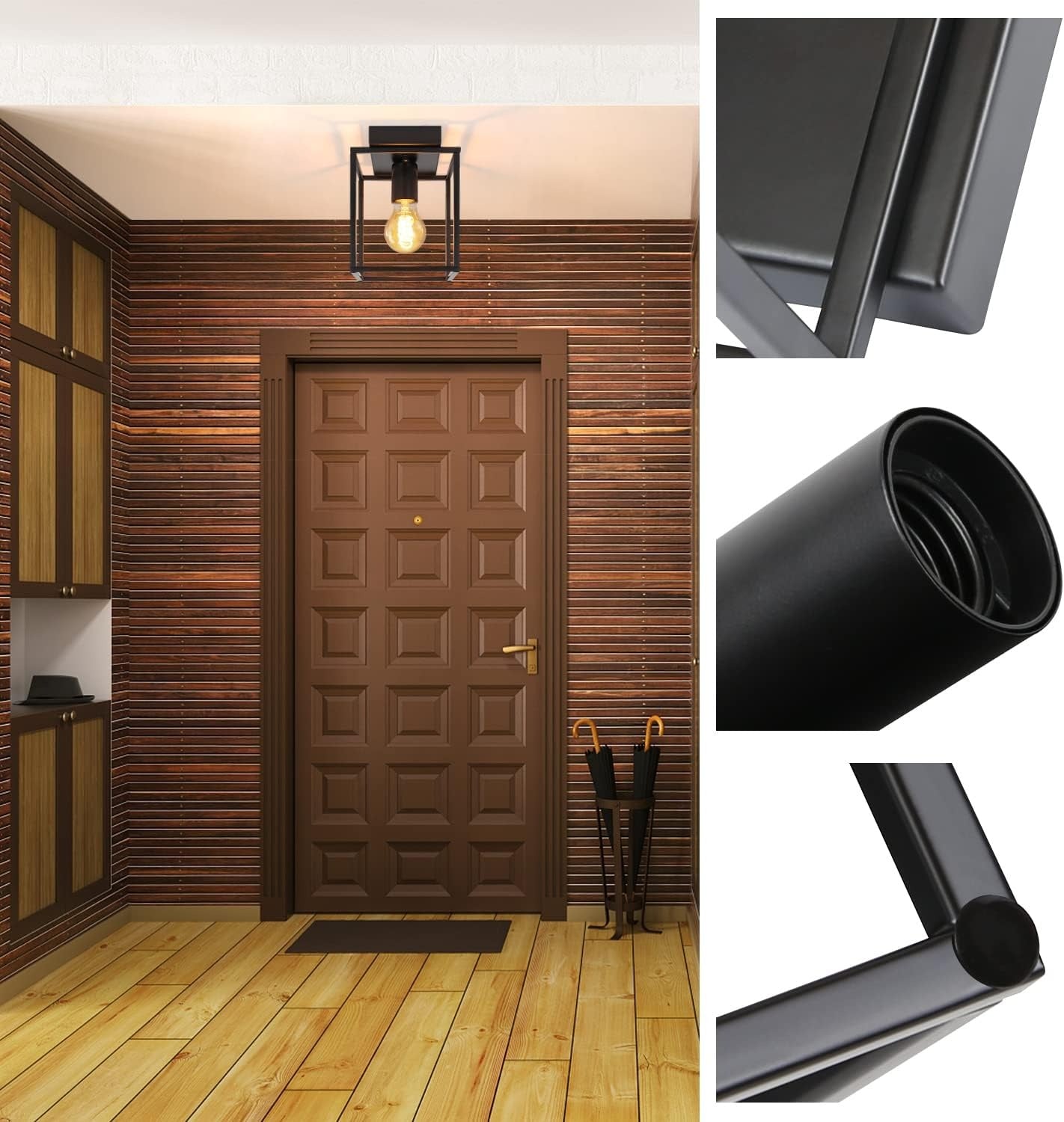 Homefire Deckenleuchte E27 Deckenlampe Retro - Schwarz industrial Küchenlampe für Schlafzimmer Wohnzimmer Vintage Lampe aus Metall Deckenbeleuchtung für Flur Küche Esszimmer - Ohne Leuchtmittel