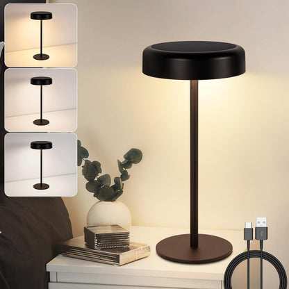 Tischlampe Kabellos LED Akku Tischleuchte - Solar Tischlampe Touch Dimmbar 3000-5000K mit USB-C Aufladba 3600mAH Schwarz Tischlampen Wasserdicht für Innen und Aussen