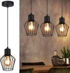Hängeleuchte Esstisch Pendelleuchte Retro - Pendellampe E27 Schwarz 1 Flammig Hängend Lampen Metall Lampenschirm Hängelampe Industrie Wohnzimmerlampe für Küche Schlafzimmer Cafe
