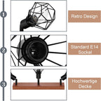 Homefire Deckenstrahler 3 Flammig Schwarz Holz - E14 Denckenspots Retro Deckenlampe Metall Schwenkbar 350° Deckenleuchte