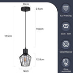 Hängeleuchte Esstisch Pendelleuchte Retro - Pendellampe E27 Schwarz 1 Flammig Hängend Lampen Metall Lampenschirm Hängelampe Industrie Wohnzimmerlampe für Küche Schlafzimmer Cafe