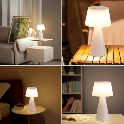 Homefire Tischlampe Akku Nachttischlampe LED - 2er Set 3600mAH Kabellos Tischleuchte Touch Dimmbar Lampe mit USB Aufladbar Weiß Batterie Tischlampen IP44 für Modern Wohnzimmer Schlafzimmer Outdoor