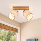 Homefire Deckenleuchte 2 Flammig Deckenlampe Flur - Deckenstrahler Vintage Holz Deckenspot Wandstrahler Schwenkbar 350° E14 MAX.25W lampe für Wohnzimmer Schlafzimmer Küche