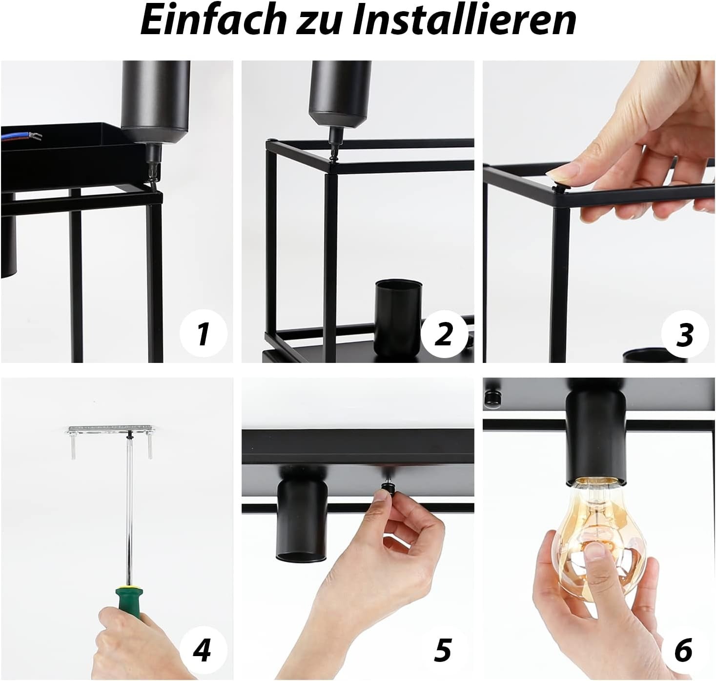 Homefire Deckenleuchte E27 Deckenlampe Vintage - Schwarz industrial Schlafzimmerlampe für Wohnzimmer Esszimmer Retro Lampe aus Metall mit 3 Flammig Deckenbeleuchtung für Flur - Ohne Leuchtmittel