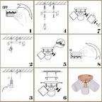 Homefire Deckenstrahler 3 Flammig Rund Holz - LED Deckenlampe Strahler Deckenleuchte E14 Spotleuchte Schenkbar 350° für Küche Wohnzimmer Schlamfzimmer Flur