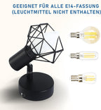 Homefire Wandspots Schwarz Wandstrahler Retro - Wandleuchte E14 Verstellbar Vintage Wandlampe 1 Flammig 350° für Flur Arbeitszimmer Schlafzimmer Wohnzimmer Küche Max. 40W