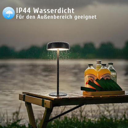 Tischlampe Kabellos LED Akku Tischleuchte - Solar Tischlampe Touch Dimmbar 3000-5000K mit USB-C Aufladba 3600mAH Schwarz Tischlampen Wasserdicht für Innen und Aussen
