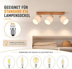 Homefire Deckenlampe 3 Flammig Deckenstrahler Holz - LED Deckenleuchte Vintage Boho Deckenspot E14 Lampe Schwenkbar 350° Spot Retro für Schlafzimmer Küche Flur MAX.25W
