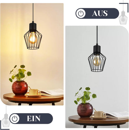 Hängeleuchte Esstisch Pendelleuchte Retro - Pendellampe E27 Schwarz 1 Flammig Hängend Lampen Metall Lampenschirm Hängelampe Industrie Wohnzimmerlampe für Küche Schlafzimmer Cafe