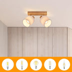 Homefire Deckenleuchte 2 Flammig Deckenlampe Flur - Deckenstrahler Vintage Holz Deckenspot Wandstrahler Schwenkbar 350° E14 MAX.25W lampe für Wohnzimmer Schlafzimmer Küche