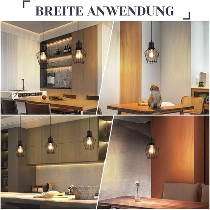 Hängeleuchte Esstisch Pendelleuchte Retro - Pendellampe E27 Schwarz 1 Flammig Hängend Lampen Metall Lampenschirm Hängelampe Industrie Wohnzimmerlampe für Küche Schlafzimmer Cafe