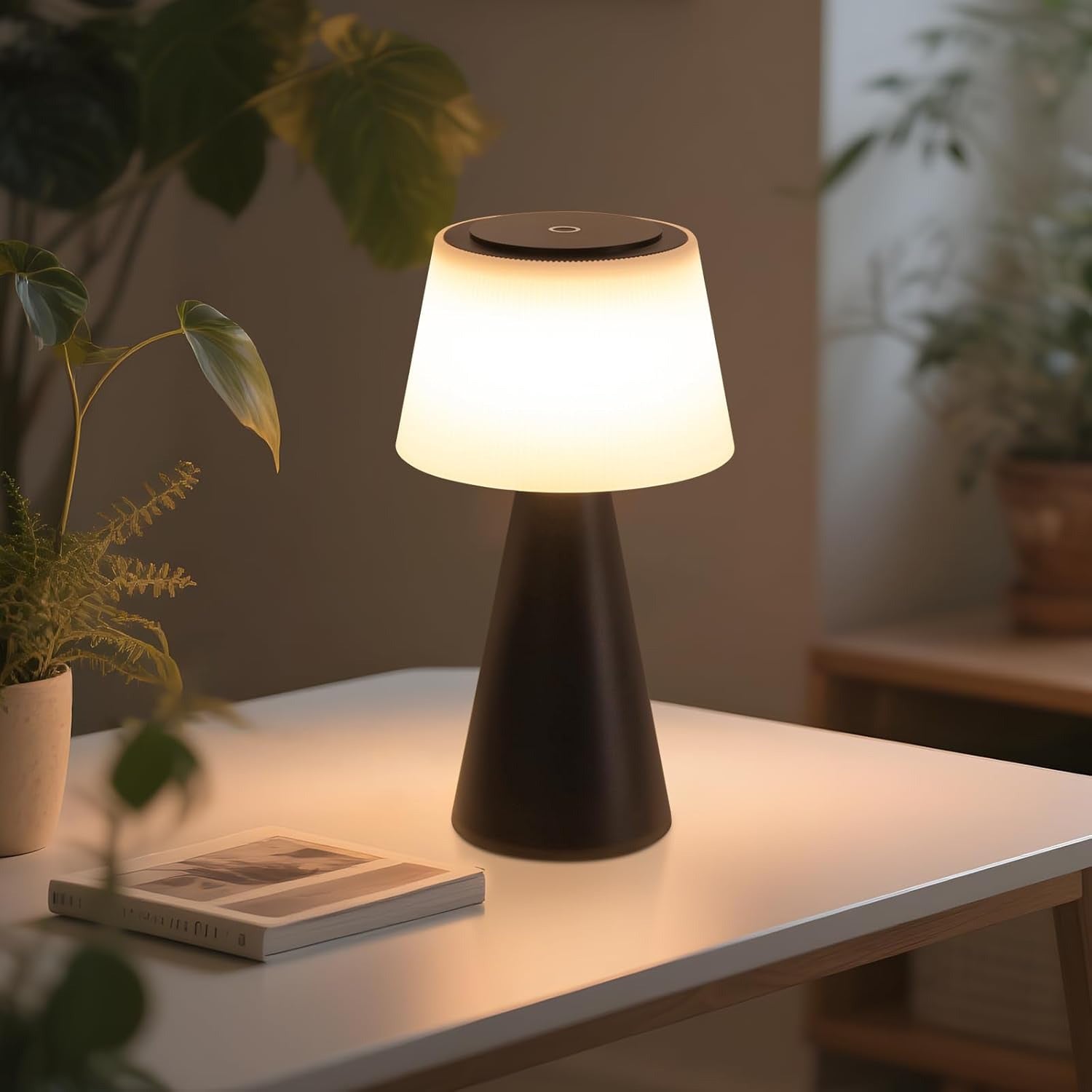 Homefire Tischlampe Akku Nachttischlampe LED - 3600mAH Kabellos Tischleuchte Touch Dimmbar Lampe 2er Set mit USB IP44 Aufladbar Schwarz Batterie Tischlampen für Modern Wohnzimmer Schlafzimmer Outdoor