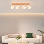 Homefire Deckenstrahler 4 Flammig Deckenlampe Wohnzimmer - Holz Deckenleuchte Modern Deckenspot E14 Schwenkbar 350° MAX.25W küchenlampe Stoffschirm für Schlafzimmer Küche Flur